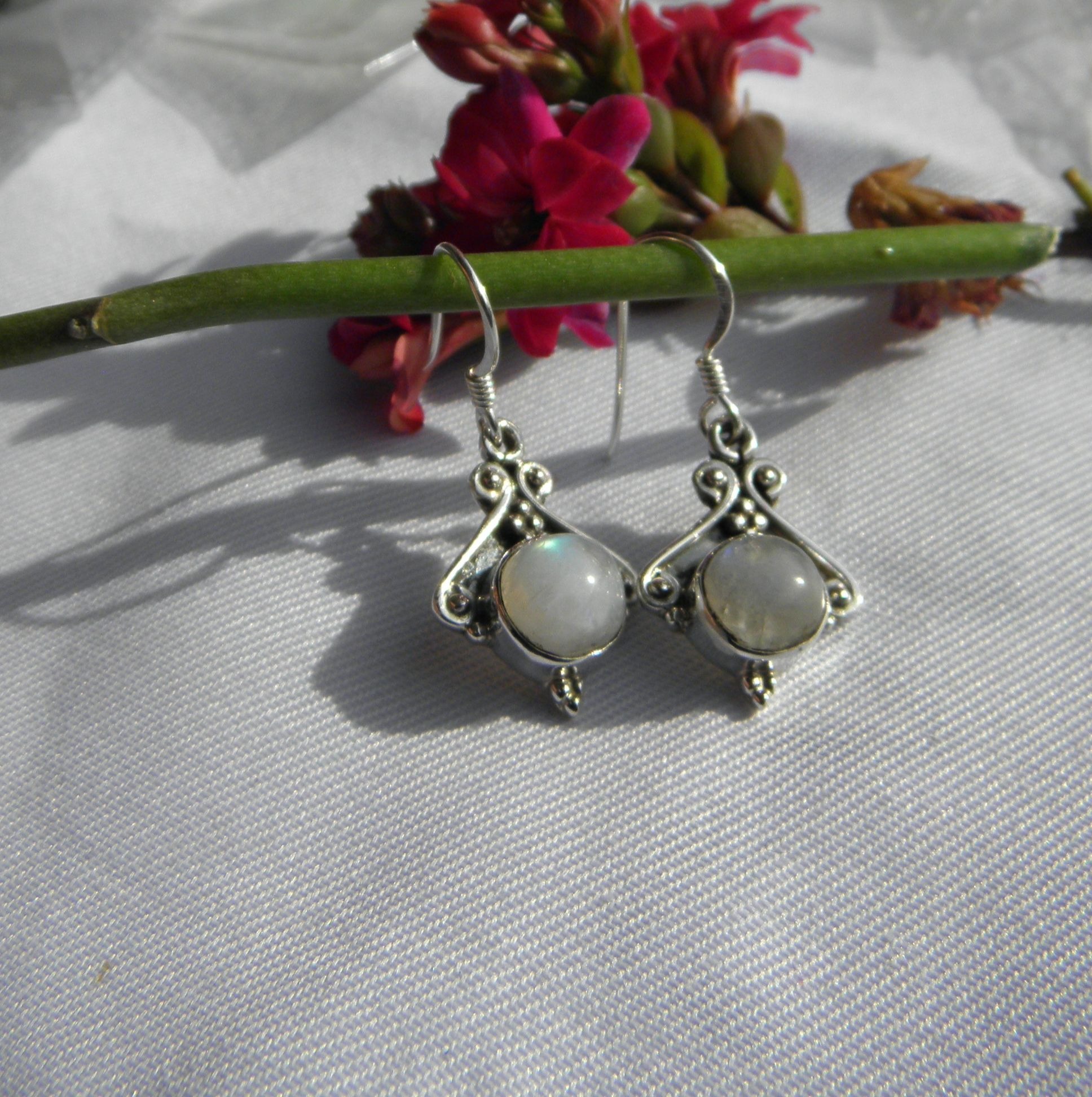 Boucles D'oreilles Girafe En Argent Sterling 925 Et Pierre De Lune – Pour Femme – Cadeau Original Anniversaire, Noël, Fête Des Mères