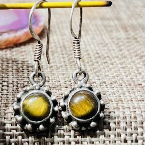 Boucles d'oreilles en argent et œil de tigre